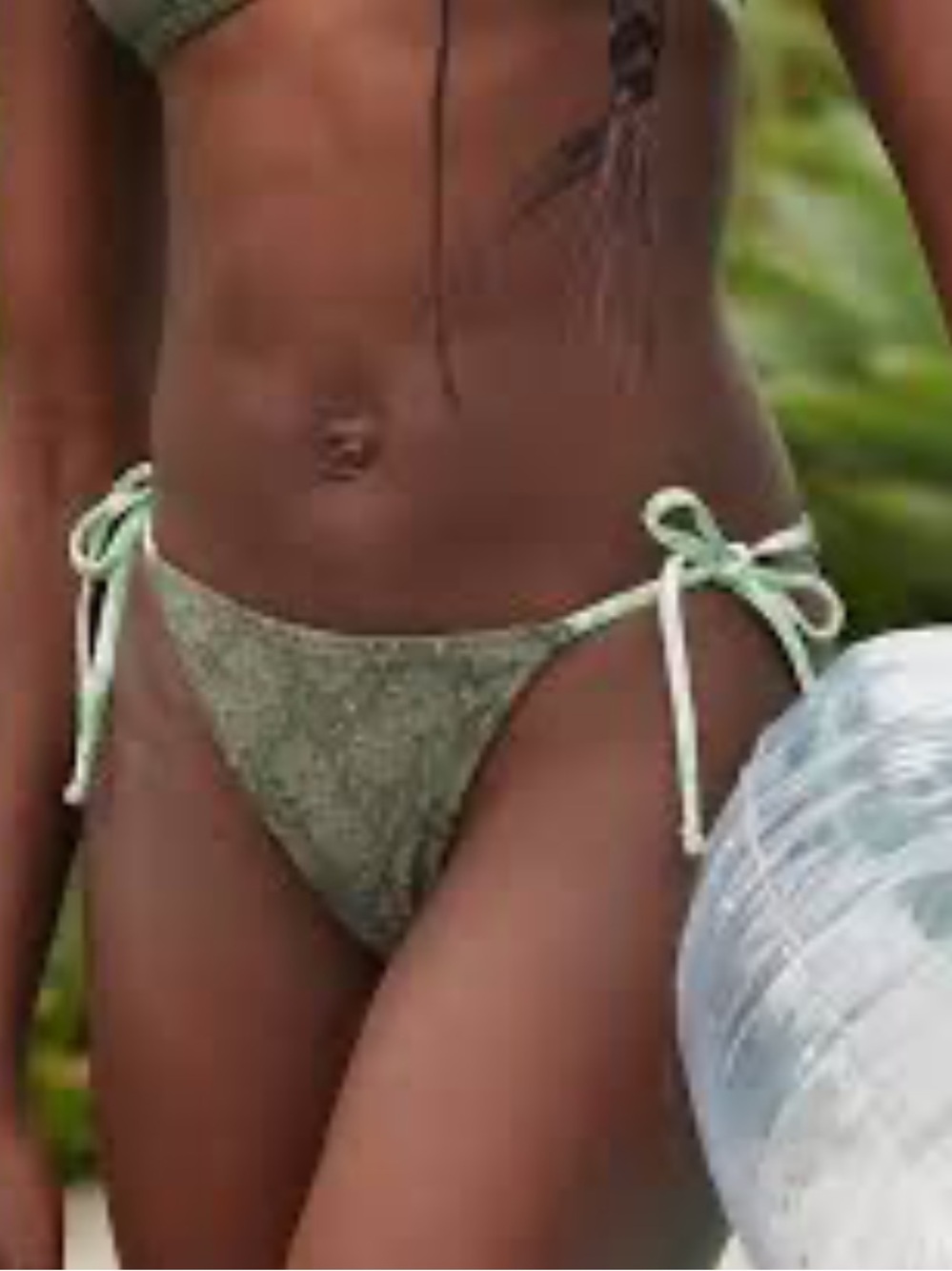 Aerie New Olive Green Eyelet Cheekiest Tie Bikini Bottom Size Small NWT